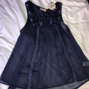 Embroidered Chiffon Tank Top
